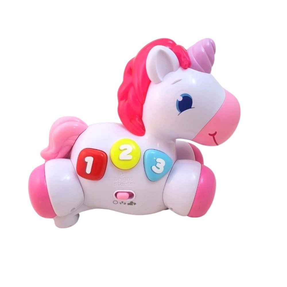 Bright Starts Rock & Glow Unicorn Learning & Crawl Toy Pink White 10307